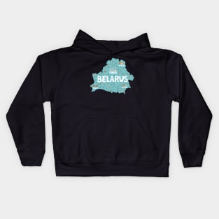 Republic of Belarus Illustrated Map Kids Hoodie